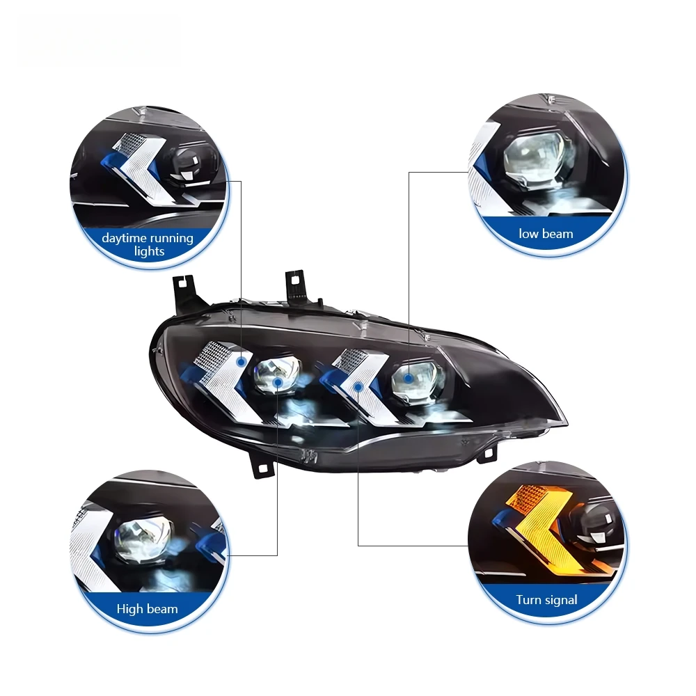 For BMW X6 E71 (2008 - 2013) Headlight Upgrade with LED Laser DRL Headlights