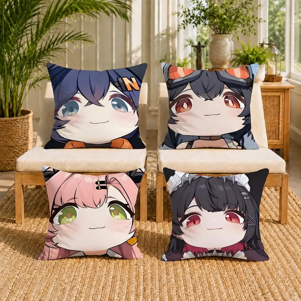 Cute Q Version ZZZ Ellen Nicole Miyabi Cushion Cover Short Plush Pillow Case Wrinkle-Resistant Machine-Washable For Easy Care