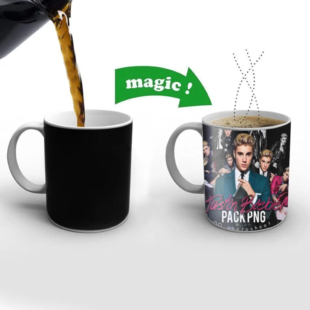 

Justin-Bieber-One Piece Coffee Mugs And Mug Creative Color Change Tea Cup Ceramic Milk Cups Novelty Gifts