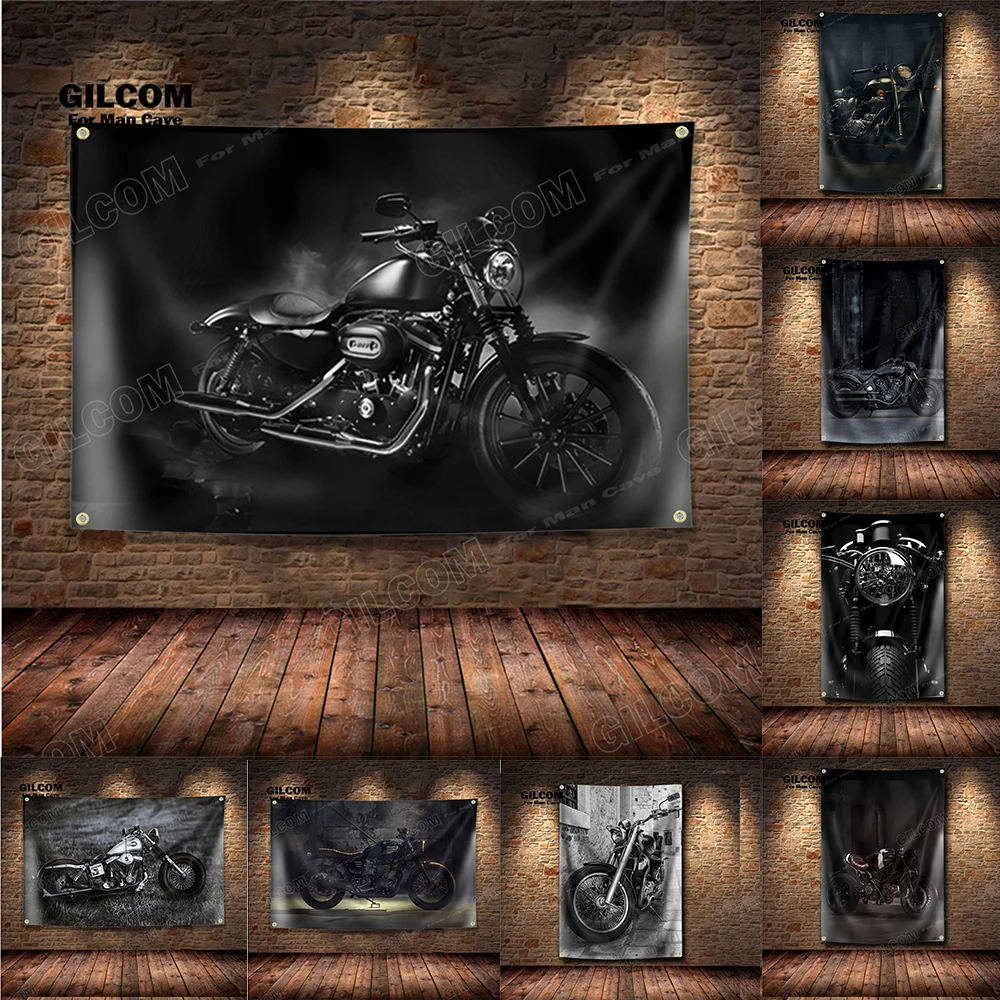 Moto Darkness Banner Flag motociclista Poster Wall Art AD Vintage Sign Dark Motor Car Man Cave Garage Pub Club Bar