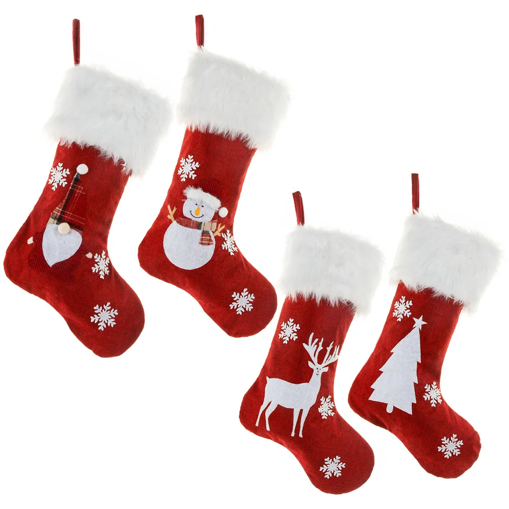 Christmas Socks With Led Lights Luminous Elk Santa Candy Gift Stockings For Xmas Tree Home Fireplace Hanging Decoration New Year