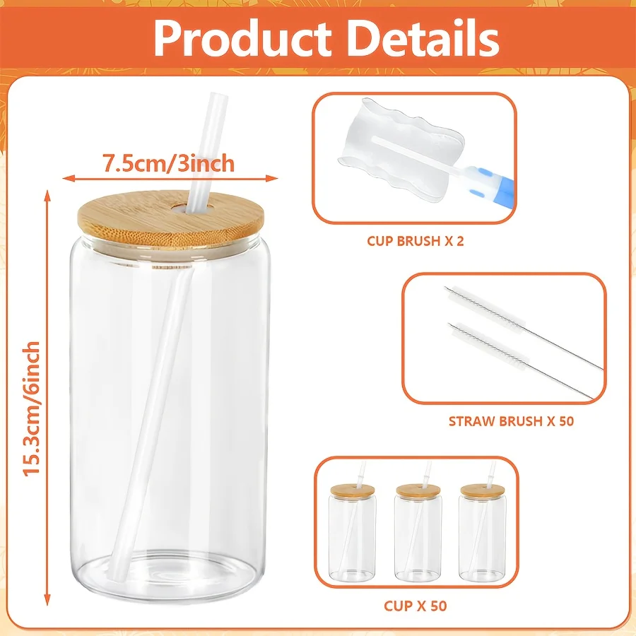 50-Pack 16oz Single-Layer Clear Sports Cups. Features Bamboo Lid Design, Reusable Drinkware, an Indispensable High-Quality Sports Cup for Outdoor Activities, Cycling & Hiking. Also a Premium Gift Choice for Graduation Season, Christmas & Mother's Day