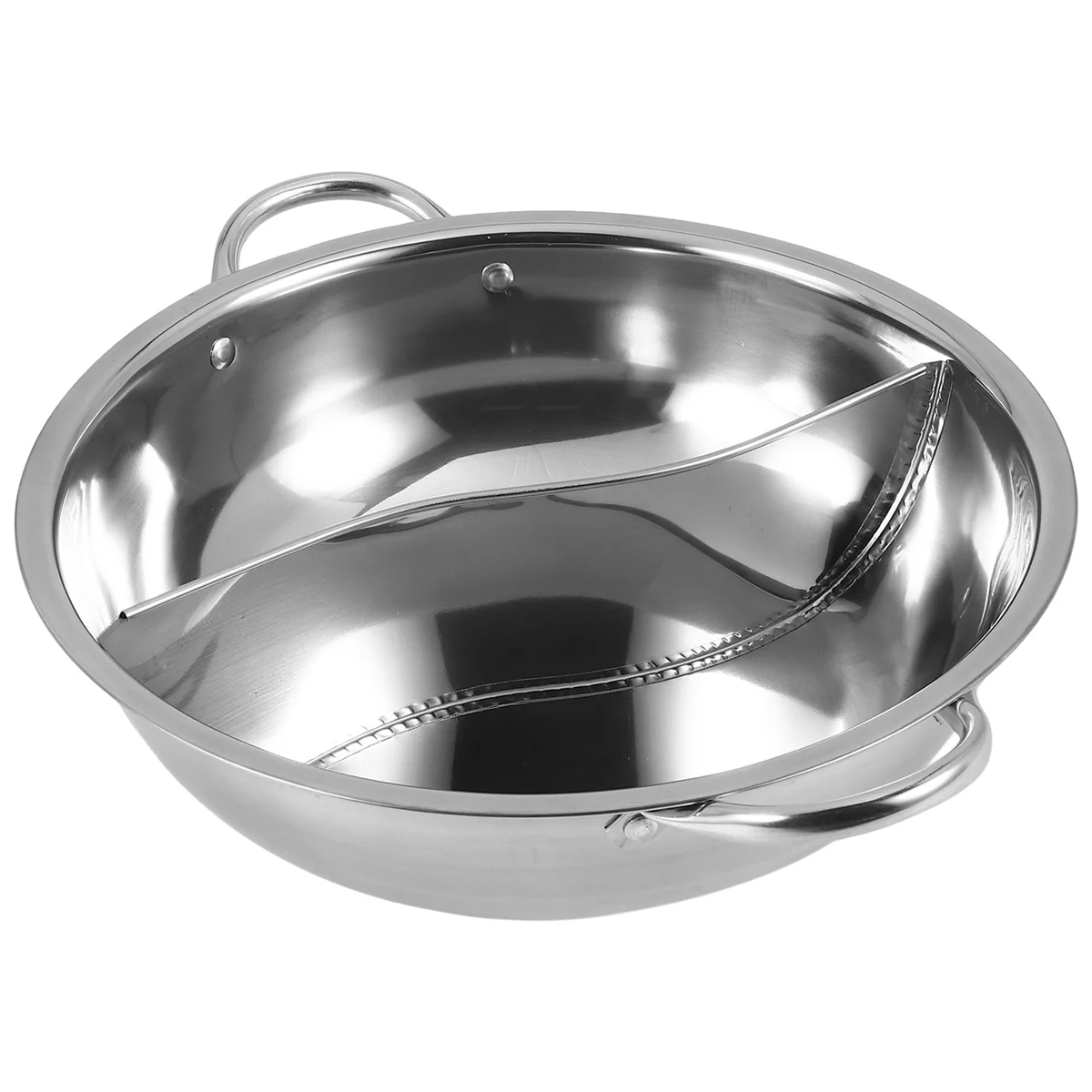 Olla caliente dividida doble de acero inoxidable, utensilios de cocina de 28cm, Compatible con sopa