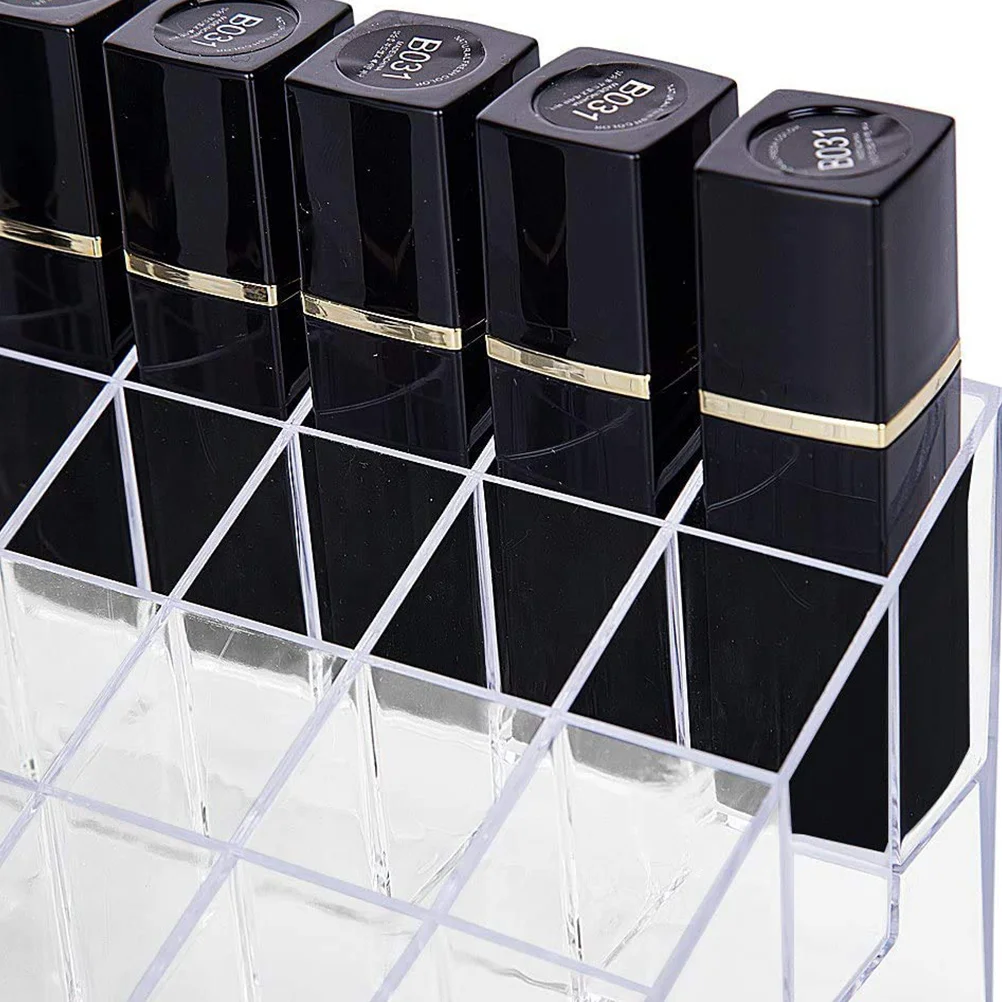 

Lipstick Rack Transparent Organizer For Lip Gloss Nail Polish Storage Container Makeup Holder With 40-Grid Stand