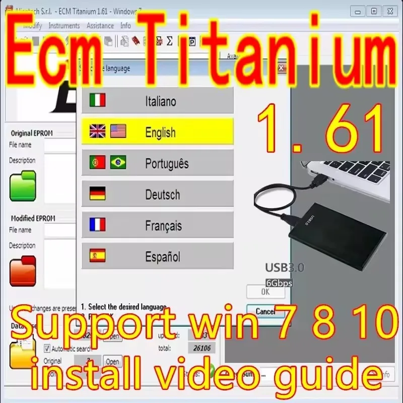 

2024 caliente ECM titanio 1,61 con más de 26000 controlador ECM 18259 + controladores para herramienta ecu para KT-/AG y K- ESS