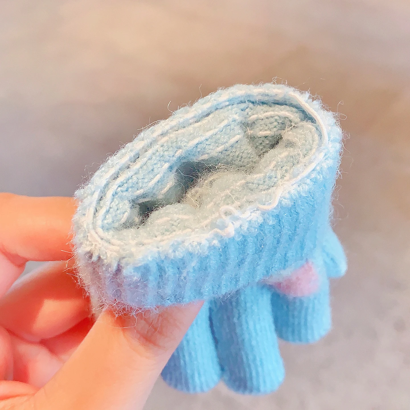 Neue Winter-3D-Cartoon-Hasen-Handschuhe für Mädchen und Jungen, Weiche Gestrickte Elastische Manschette, Warme Winddichte Kleinkinder-Handschuhe, Kinder-Accessoires – Detail 9