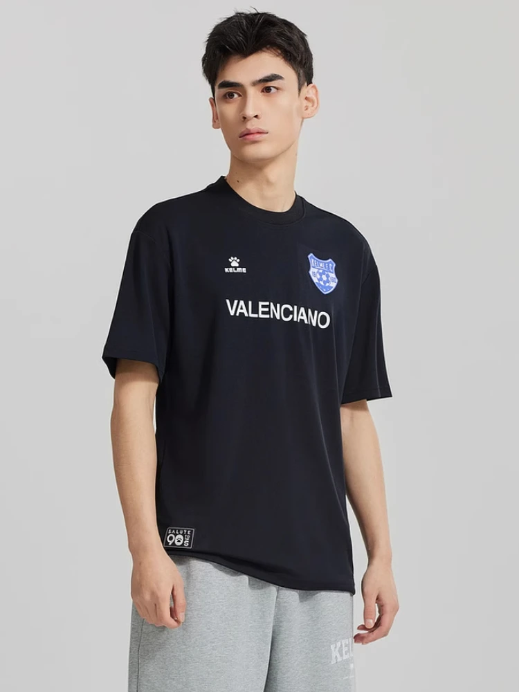 Kelme T-shirt z krótkim rękawem Męski trend piłkarski Top Casual Okrągły dekolt Sportowa koszulka z krótkim rękawem