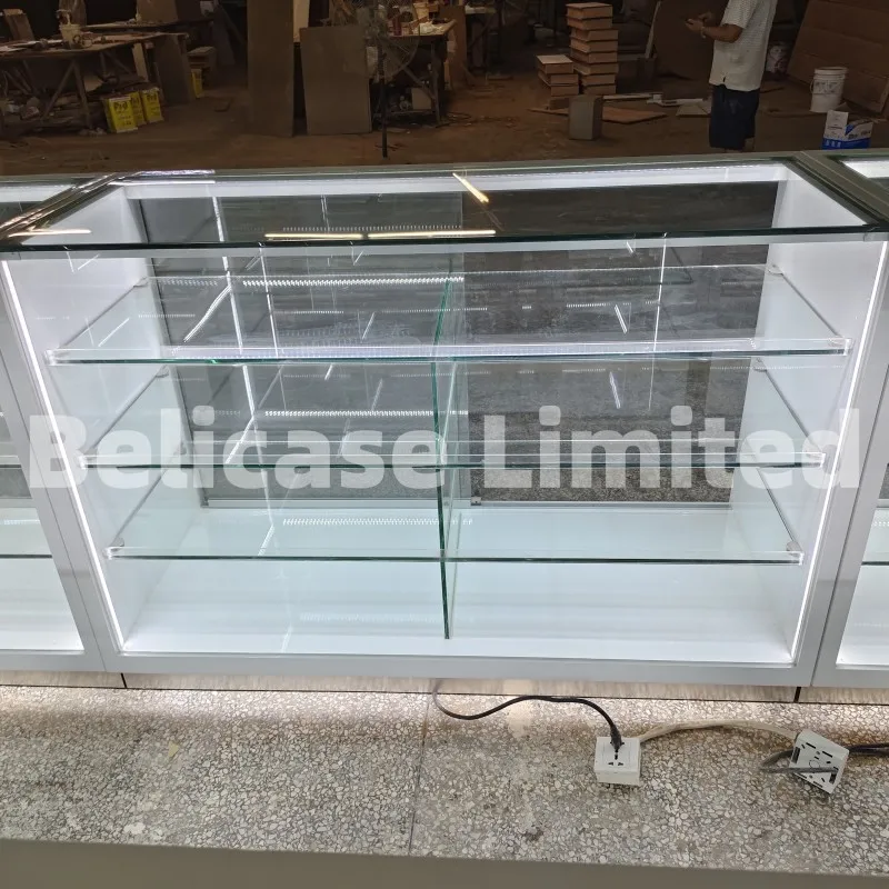 

Customized. luxury store fixtures glass display cabinet with LED lights jewelry shop decoration perfume display showcase