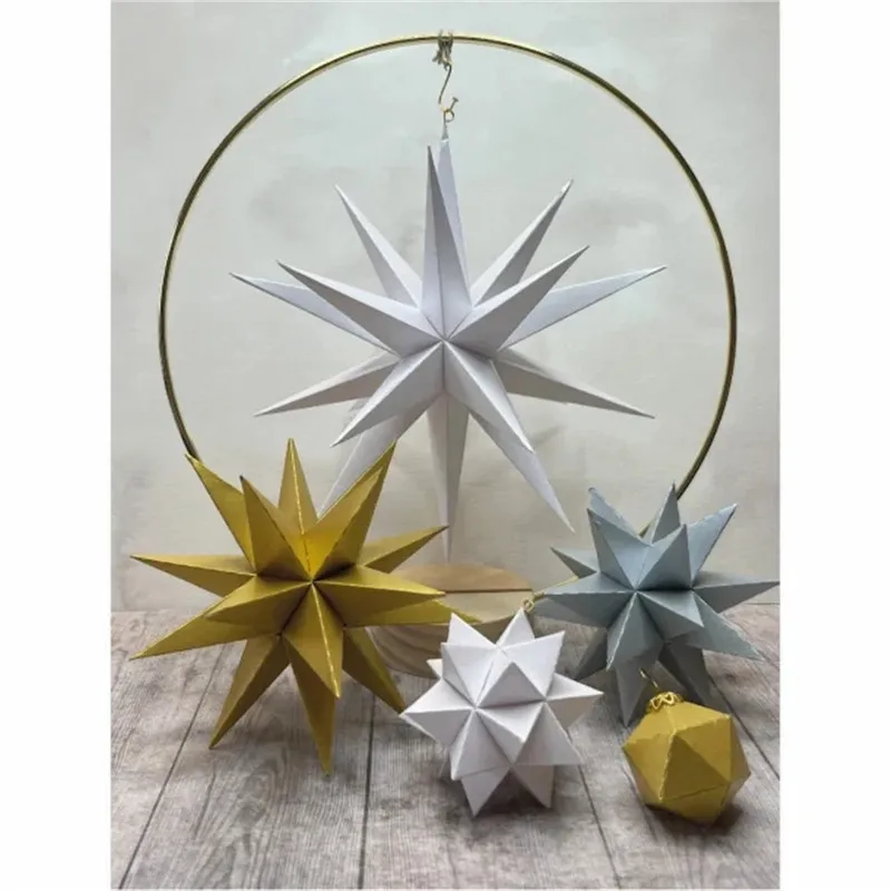 New 2023 Christmas Metal Cutting Dies Halloween Paper 3D Stars Hangings Gift Package Scrapbooking Frame Card Craft No Stamps