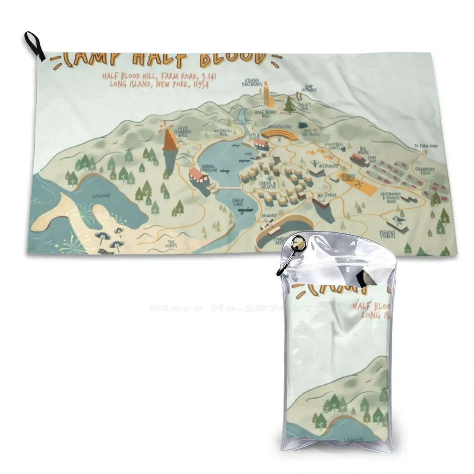 Map Of Camp Half Blood Soft Microfiber Fabric Travel Towel Camp Half Blood Pjo Percy Jackson Hoo Heroes Of Olympus Greek