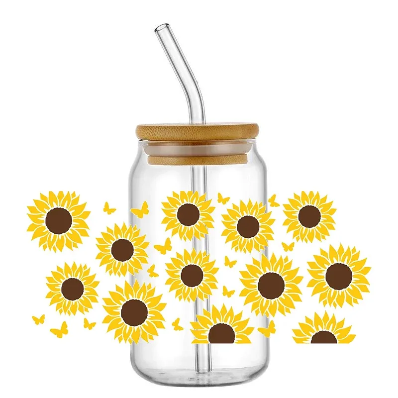 

New Product Flowers UV DTF Sticker for 16oz Cup Wrap Transfer Sticker Custom Label DIY Logo Self adhesive Wholesale