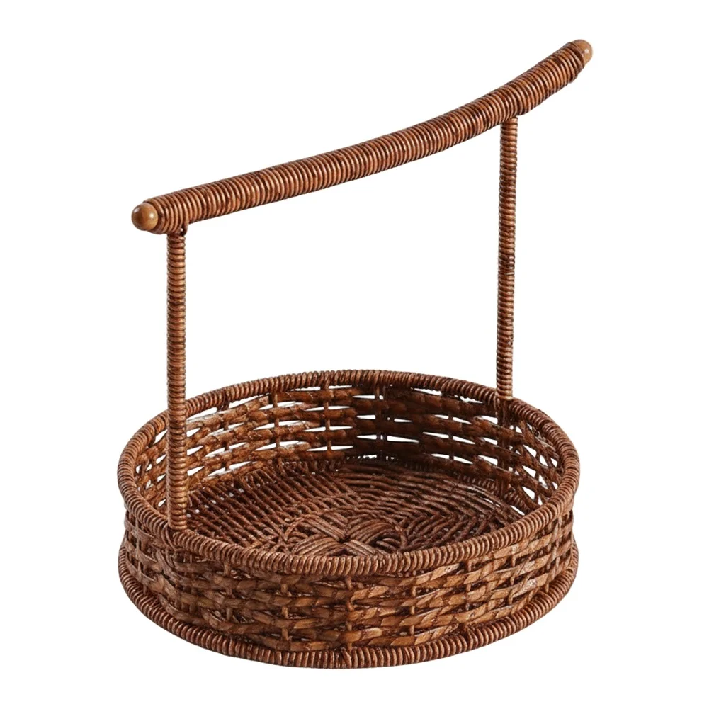 

Divided serving tray woven fruit basket with handle for snacks fruits decorative organization perfect for home use