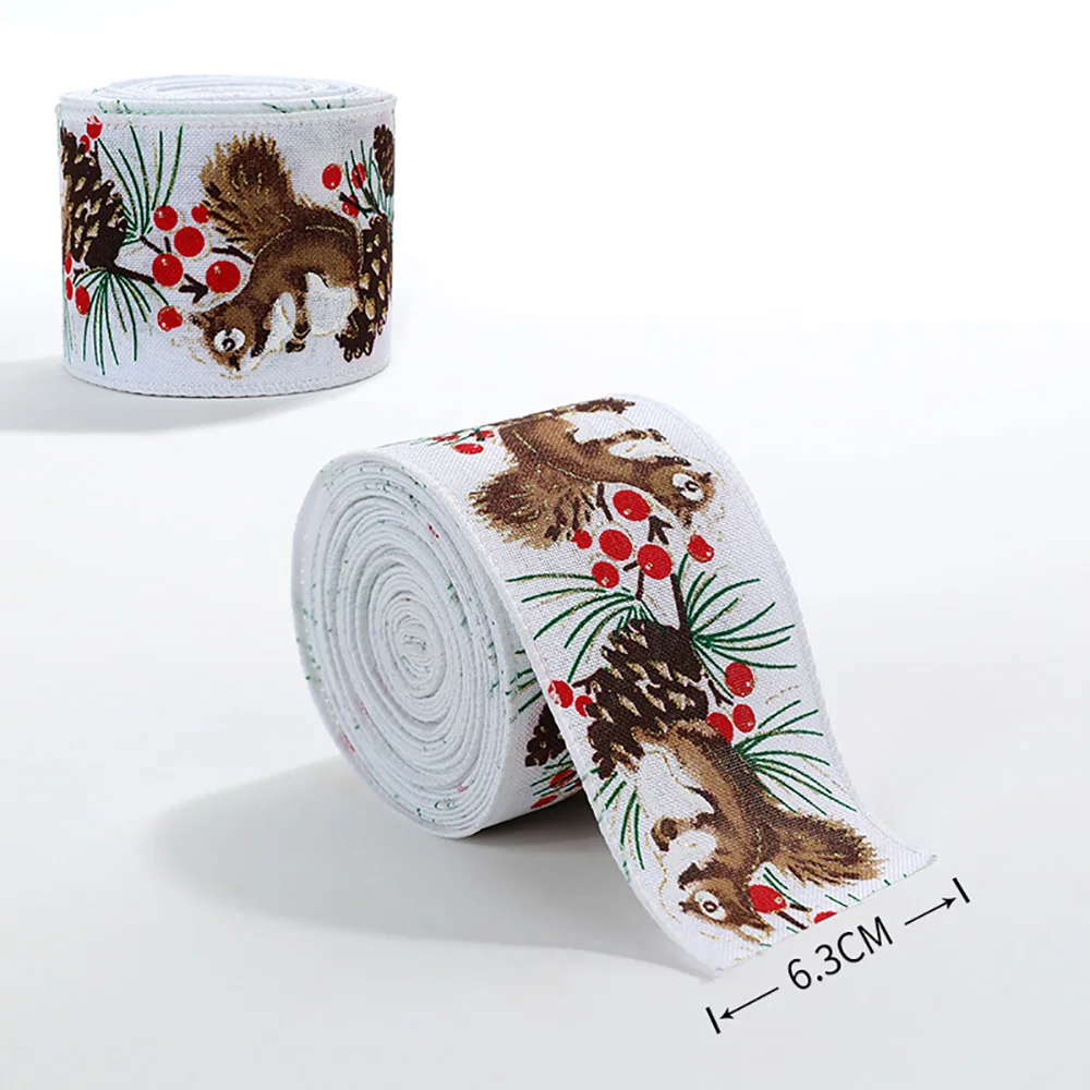 GODWJ 1/2/5/10 Rolls 2 Yards Christmas Wired Ribbon 2.5 Inch Christmas Ribbon for Gift  Wrapping Wreath Bow Xmas Tree DIY Crafts