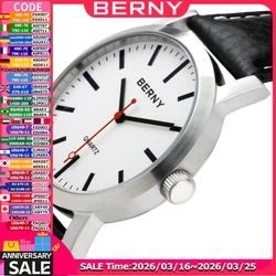 BERNY Men Railway Watch orologio al quarzo cinturino in pelle maschile orologio da polso della ferrovia di moda orologi da uomo impermeabili top brand luxury