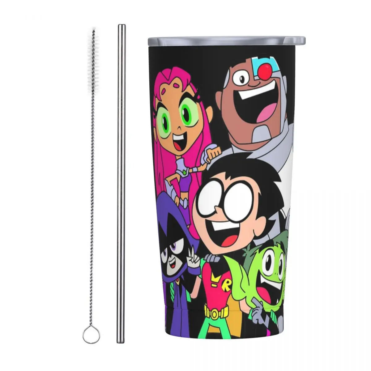 Teen Titans Picture Stainless Steel Tumbler Vacuum Insulated Mugs Thermal Cold Cups Straw With Lid 20oz