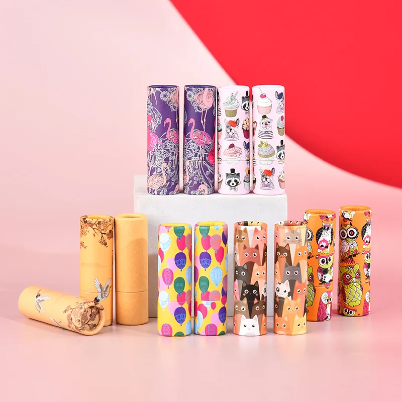 

100pcs Papery Lip Balm Tube 12.1mm Empty Round Cute DIY Cosmetic Packaging Eco Friendly Cardboard Paper Lipstick Container