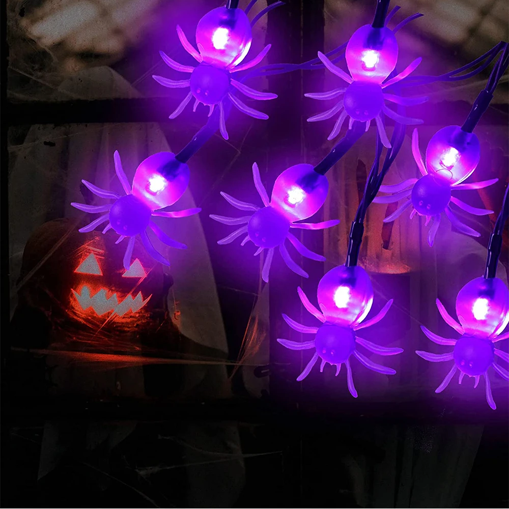 16FT 30LEDs Halloween Spider Bat Lights String Battery Operated Waterproof for Festival Home Bar Party Indoor Outdoor Decoration