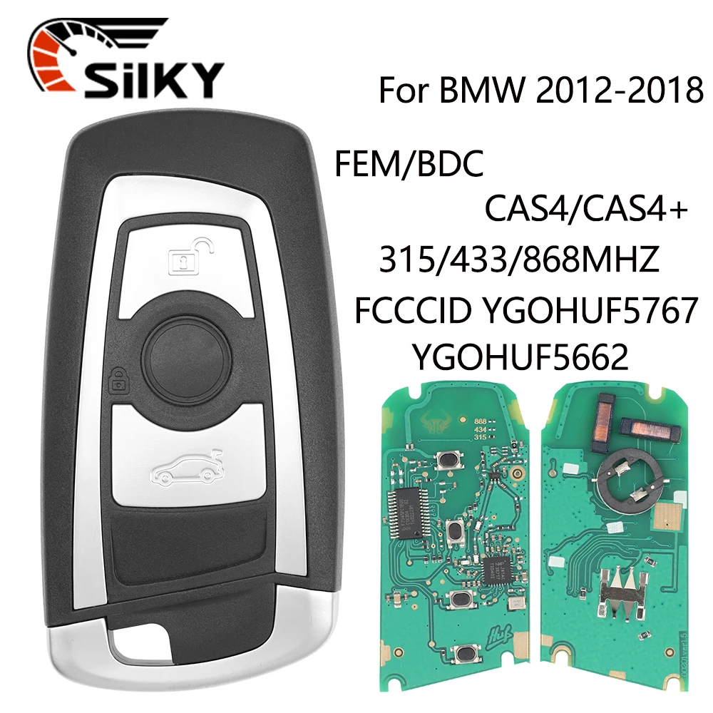 SilKY 3 Buttons Remote Key Fob For BMW 5 7 F Series FEM / BDC,CAS4,CAS4+ 2012-2018 YGOHUF5662/YGOHUF5767 315/433/868Mhz New