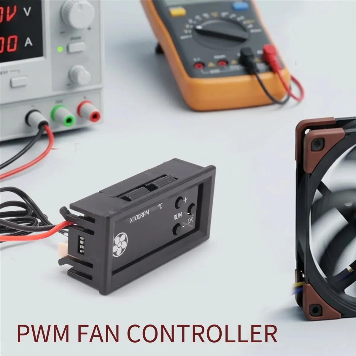Active Phase Fan Temperature Controller,DC 12V PWM 4-Wire Fan Speed Controller Module with Temperature Probe for 3A Fan PC