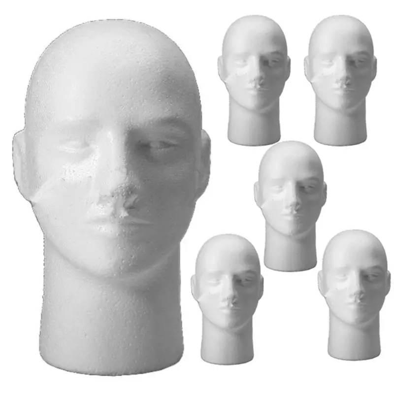 

AA05 6X Манекен-голова из пенопласта (мужская/женская) для демонстрации париков и головных уборов, 2 шт.