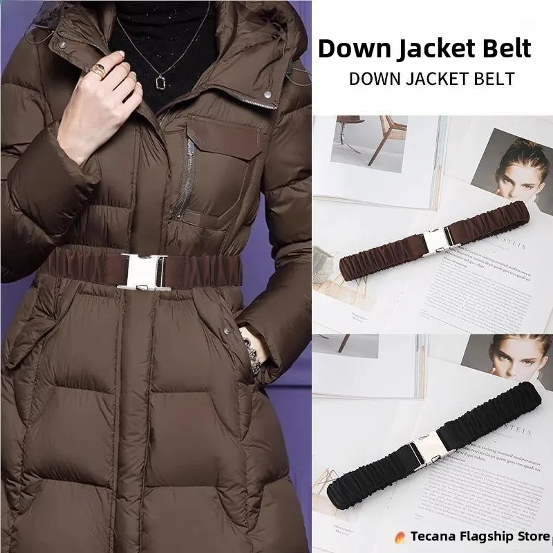 

Café Brown Women's down Jacket Belt Elastic Decorative Cotton Coat Accessories Autumn Winter Special Use Casual Style Youth