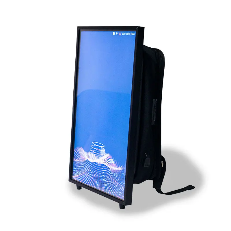 27 Inch Walking Backpack Billboards Advertising Android LCD Displays Digital Signage