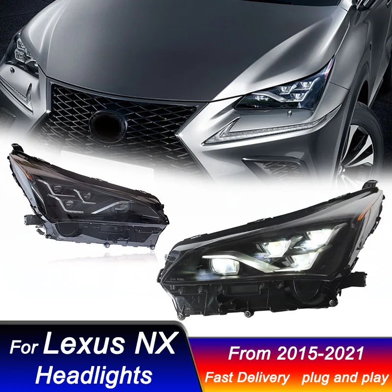 Car Led Headlights For LEXUS NX NX200 2015-2021 Upgrade matrix style full led Head Lamp DRL Dynamic Signal Front light Assembly