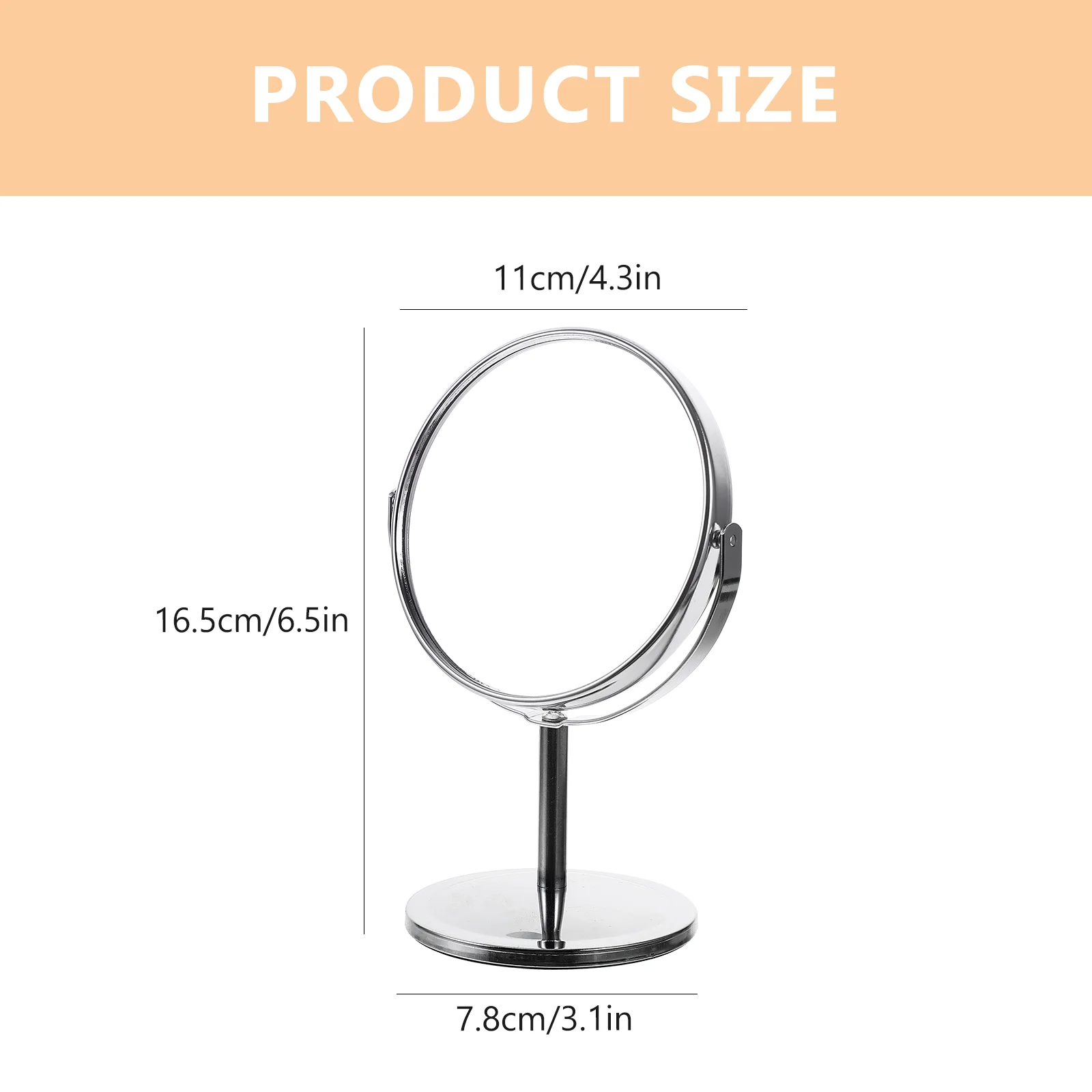 Desktop Vanity Mirror Double-sided Rotating Round Classic 4 Inches Silver Makeup Tabletop Carry Metal Man Travel