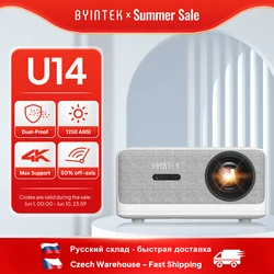 BYINTEK LOVE U14 Projector 4K Full HD 1080P Smart Bluetooth WiFi 6 Supported 1250ANSI Auto Focus Home Theater Cinema Projectors