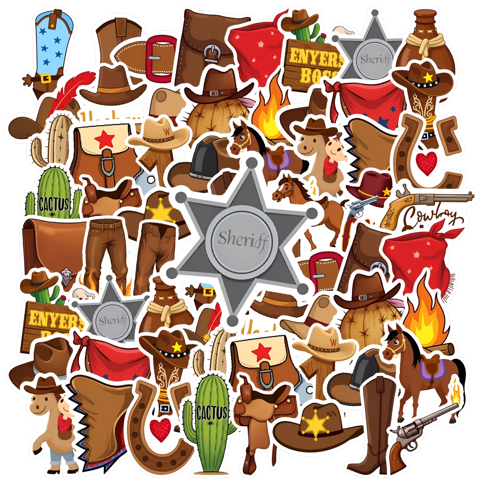 

35 шт.-50 шт., наклейки с изображением кактуса, игривые наклейки с шерифами, наклейки «сделай сам», для ноутбука, мотоцикла, багажа, телефона, гитары