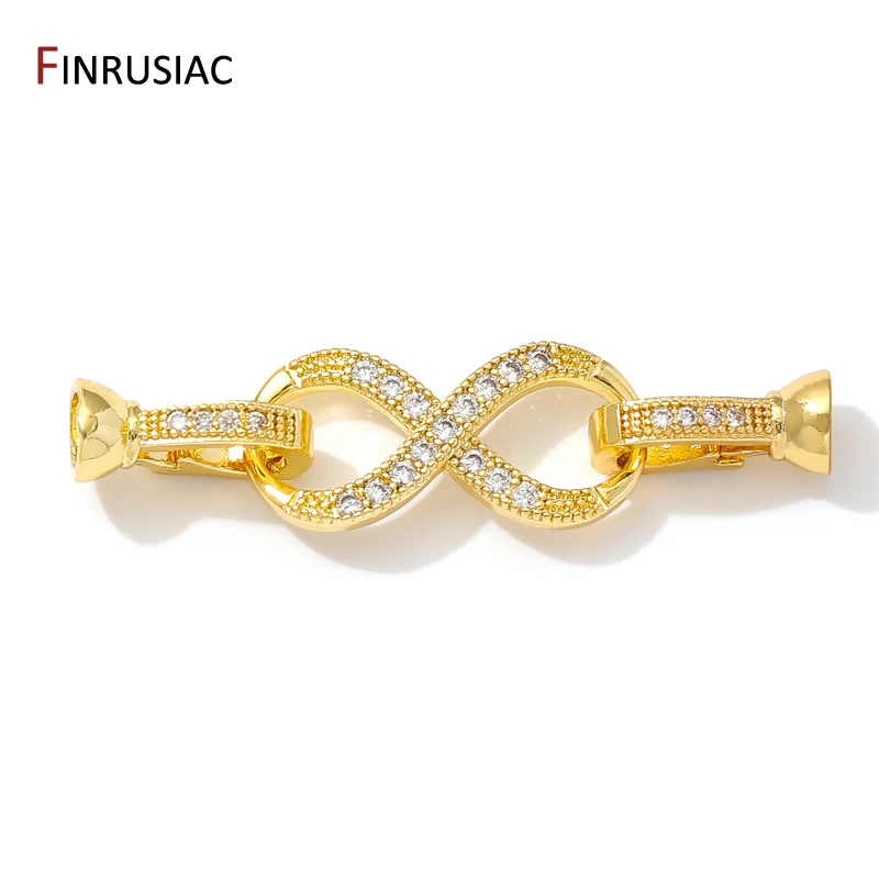 18K Gold Plated Brass Inlaid Zircon Pearl Clasps Connector Clasps, Lock Clasps For DIY Bracelet Necklace Making Supplies