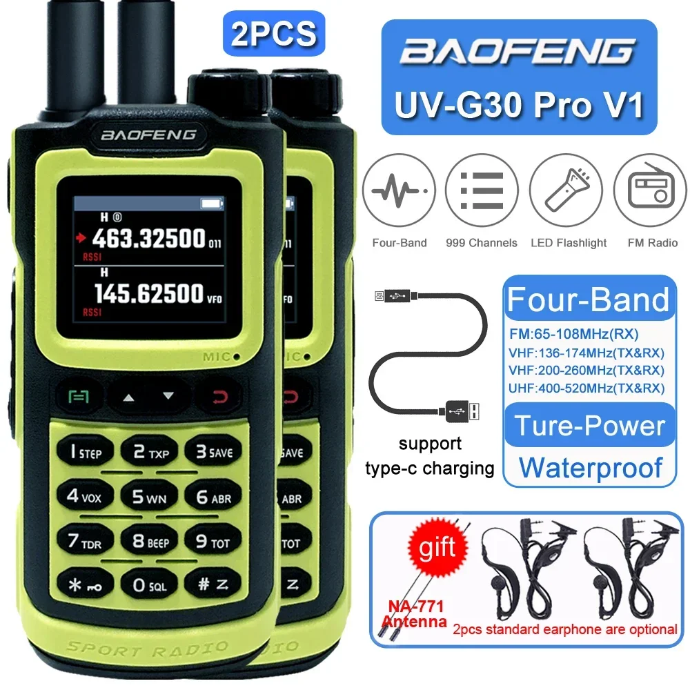 

2pcs Baofeng UVG30 Pro Copy Frequency Walkie Talkie 10W Ham Two Way Radios Long Range 4-Band Wireless For Hunt Update 5R UV16 9R