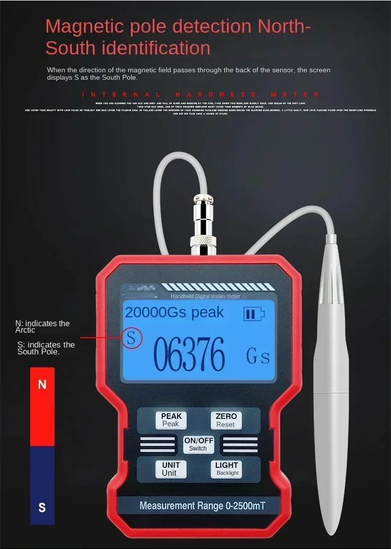 KT-101 Gauss Meter Alat Deteksi Magnetik Medan Magnet Alat Ukur Magnetik Genggam Digital Tesla Meter