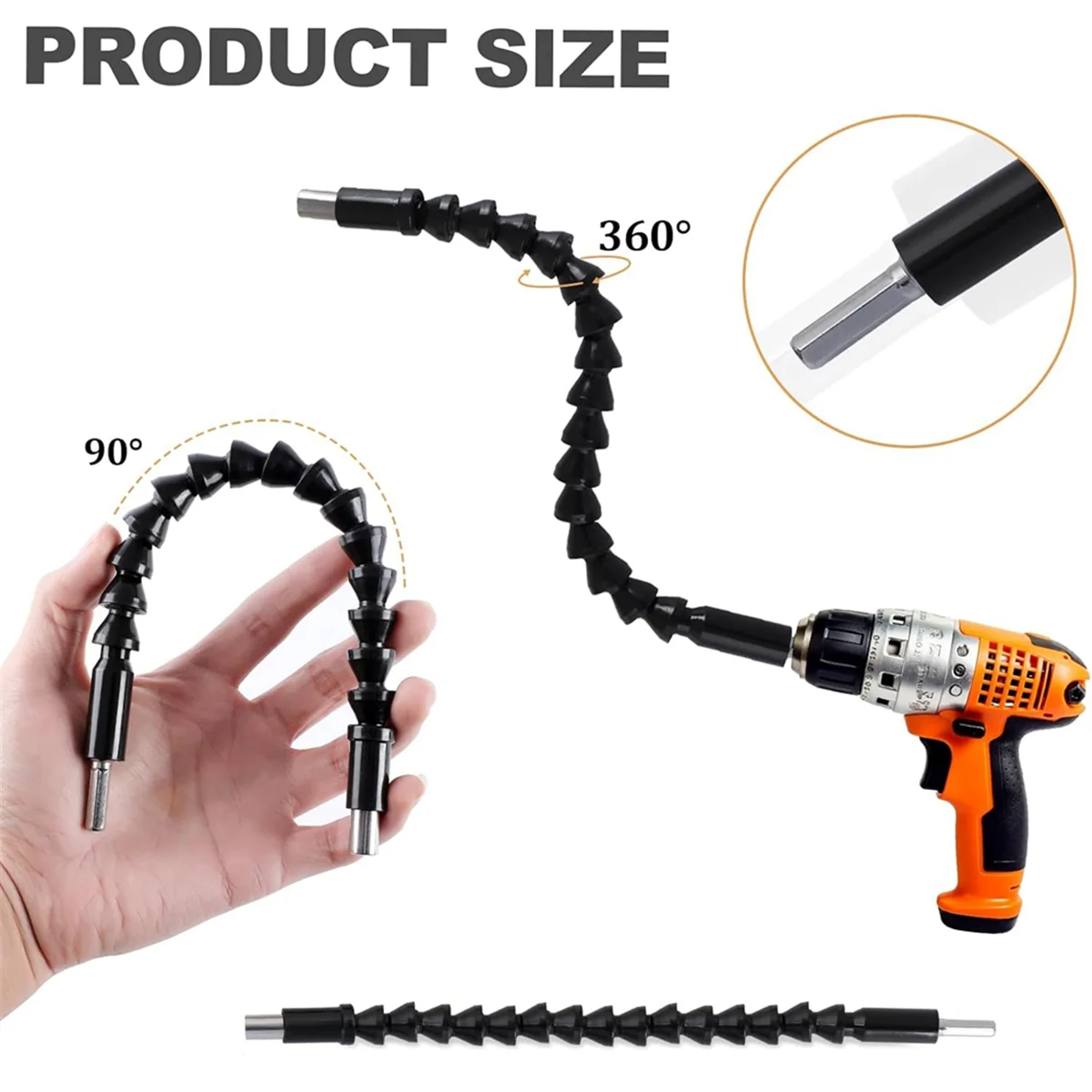 17 Flexible Drill Bit Extension Set:105° Right Angle Drill Attachment,Drill Bit Holder,Screwdriver Bits 90° Angled Bits