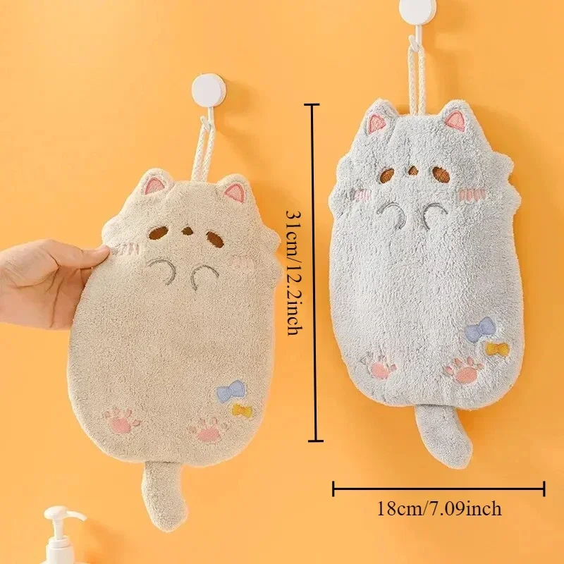 Cartoon Civet Cat Hanging Towel Coral Velvet Lint Thickened Rag Kitchen Bathroom Absorbent Towel Bathroom Accessories