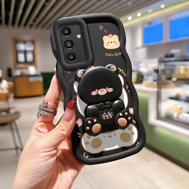 S24 いたずら猫ブラケット 波型シリコン製スマホケース Samsung S24FE S24Ultra S25 S25Plus S25Ultra S23FE S22 S21FE カバー用