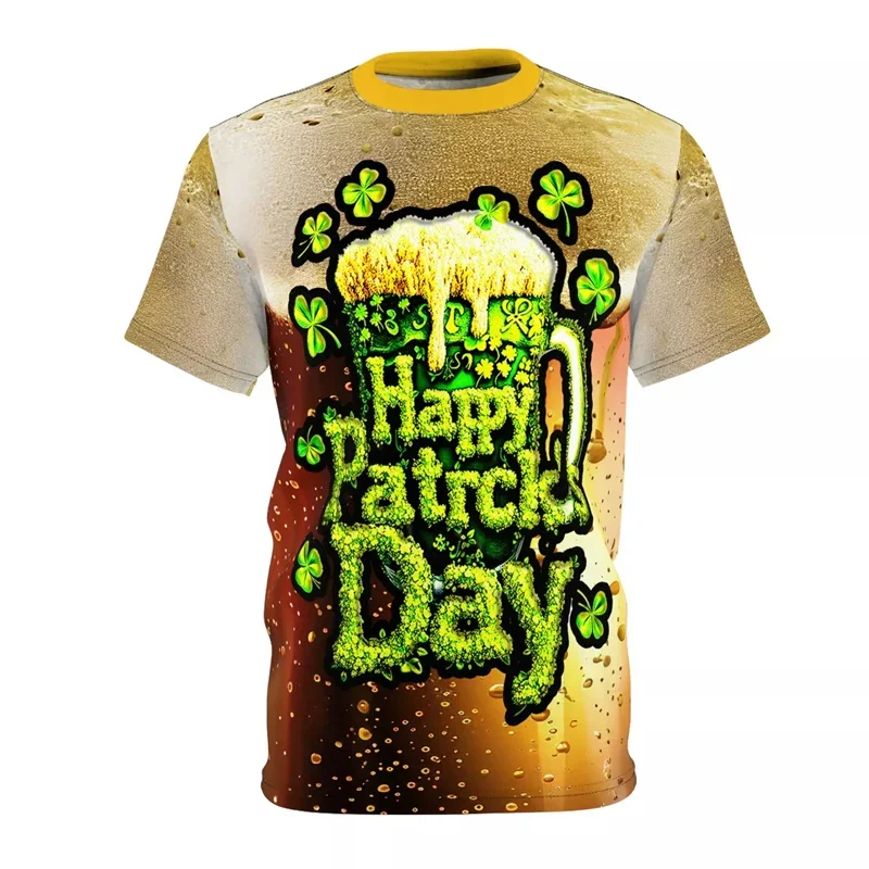 New 3D Beer Printed T-Shirt For Men Casual Fashion Round Neck Short Sleeve Tops Daily Casual Fashion Breathable Men Clothing Tee