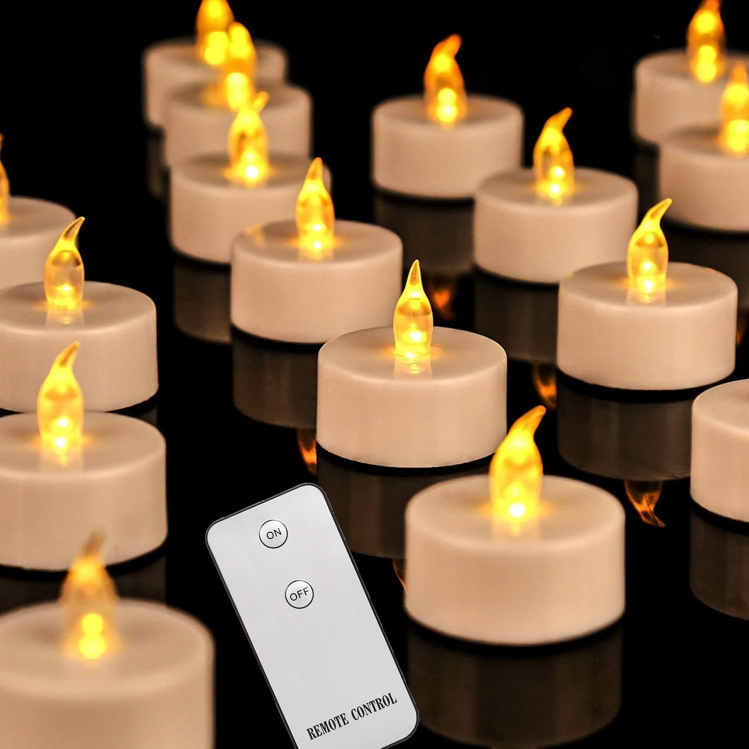 12/24PC LED Tea Lights Realistic and Bright Flickering FlamelessTea Light Battery Powered Electronic Candle for Christmas Decor