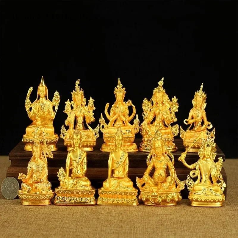 1PCS 3-inch alloy Manjusri four armed lotus master white green Tara Diamond Buddha home desktop decoration