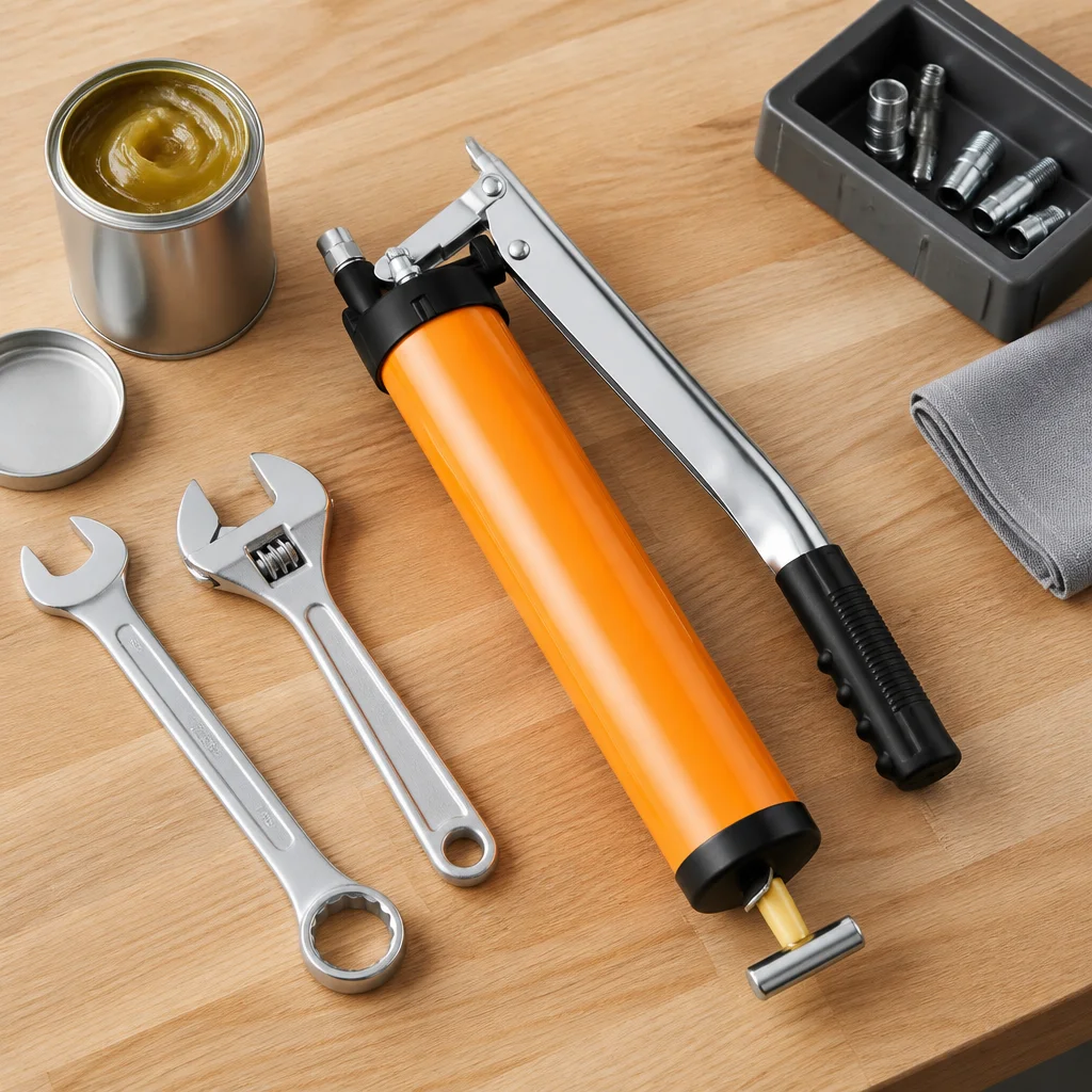 10000 PSI High Pressure Manual Transparent Grease Gun900CC Pistol Grip Heavy Duty Lubrication Tool Set for Car Maintenance