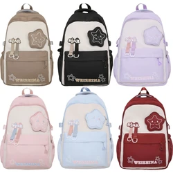 Y2K Teens Girls Lovely Star Pattern Backpack Korean Student Large Capacity School Bookbag Women Casual Travel Rucksack Daypack