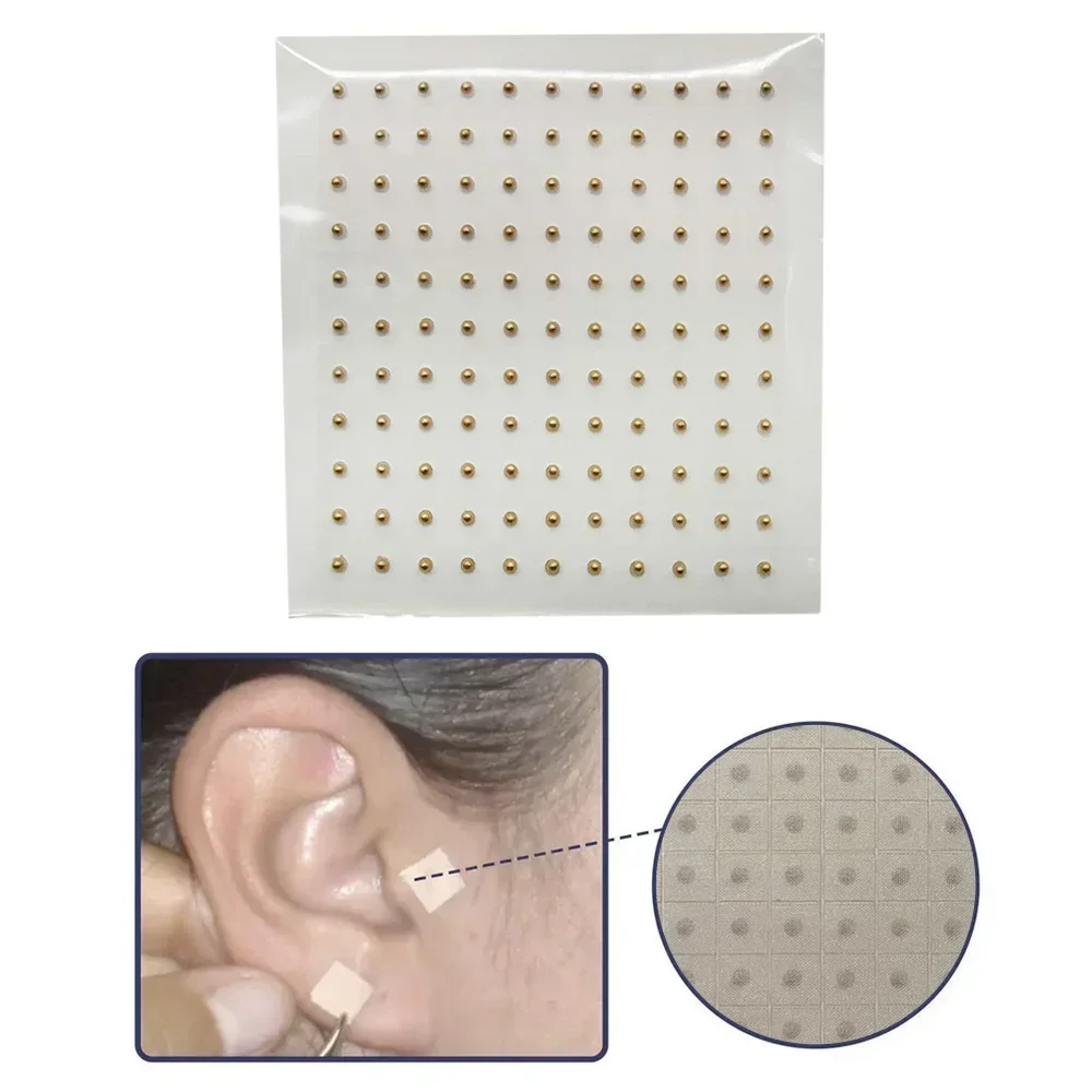 

1210 шт., магнитные бусины, позолоченные наклейки для ушей, паста для точечного массажа, семена для акупунктурной терапии, аурикулярная акупунктура