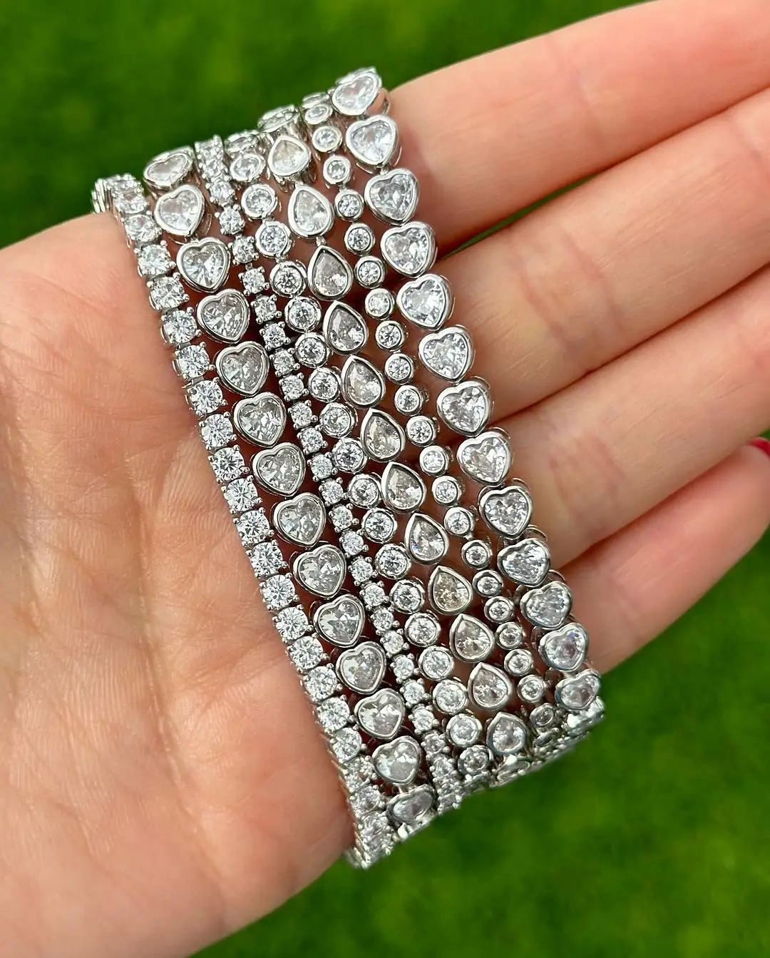 Classic Love Heart Cz Tennis Bracelet for Women Paved Zircon and Turquoise Gold/Rose Gold/Platinum Plated Color Fashion Jewelry