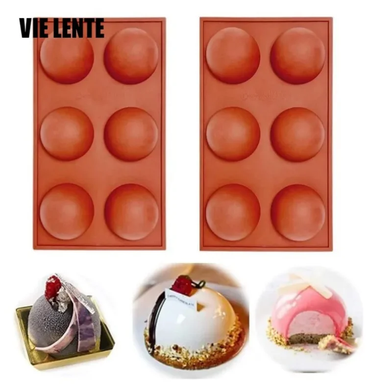 Silicone Molds Chocolate Molds 6 Semi Sphere Jelly Holes Hot Cocoa Bomb Mold for Making Hot Chocolate Bombs Half Round Jello