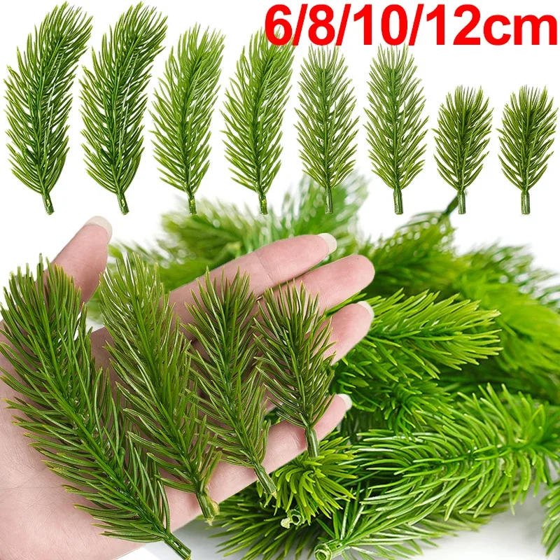 200/10Pcs Christmas Artificial Pine Needles Fake Pine Branches DIY Garland Green Leaves Flower Home Xmas Party Decoration Plants