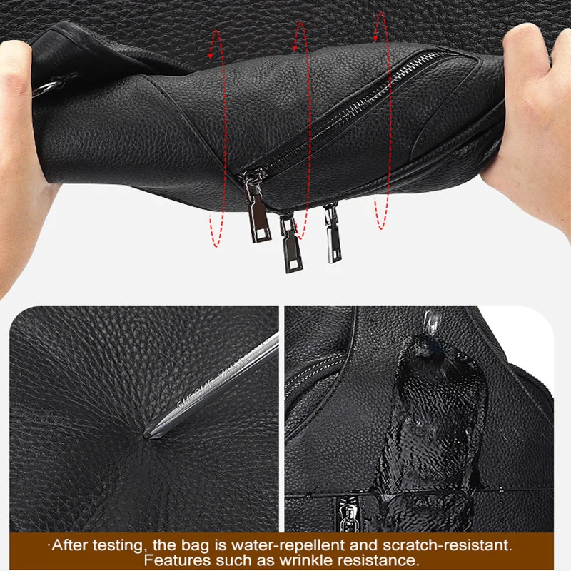 Imagem -05 - Bolsa de Couro Genuíno para Homens Bolso Pessoal Anti-ladrão Crossbody Peito Masculino Ombro Viagem Desenho de Caminhada