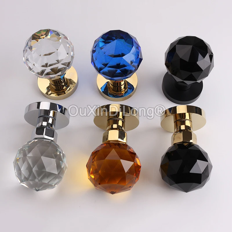 1PCS Luxury European Ball Crystal Knobs Copper Interior Door Handles Lock Background Wall Invisible Hidden Door Locks Keyless