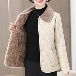 Mother Plus-chaqueta acolchada de algodón para mujer, abrigo holgado de terciopelo, de mediana edad, invierno, 2024