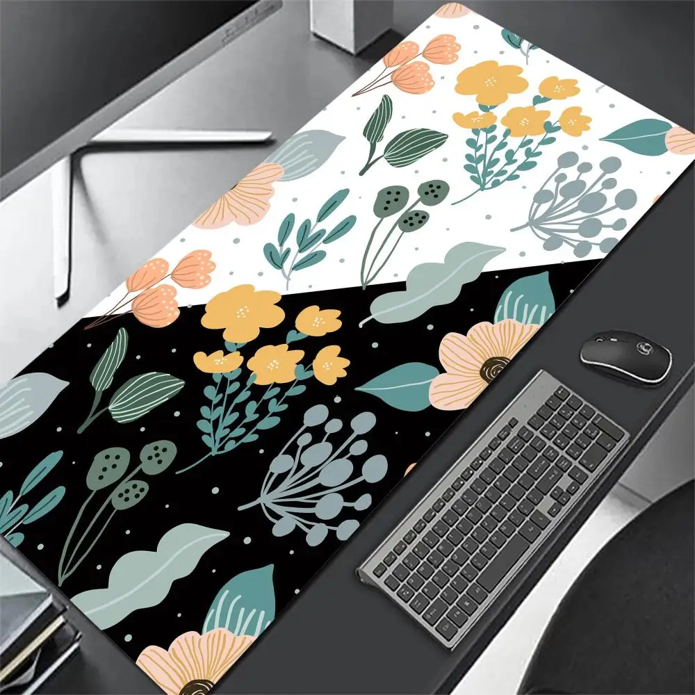 Daisy Bloem Blad Muismat Natuurrubber Anti-Slip Muis Mat Computer Accessoires Bureau Mat Gestikte Rand Grote Gaming Muismat