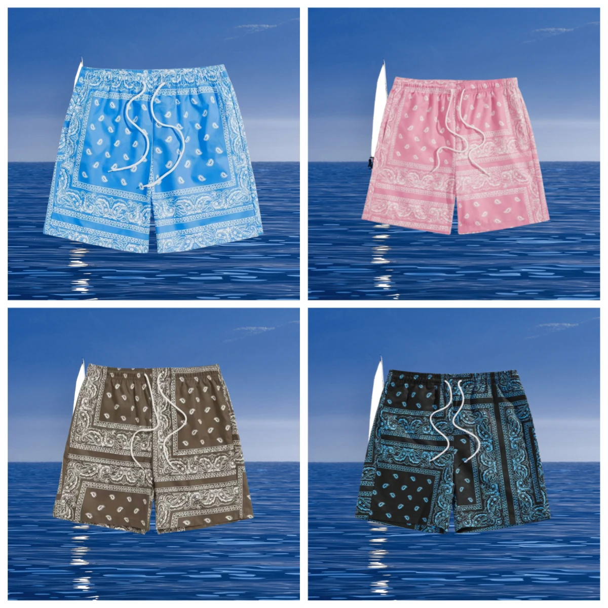 

25 Trend Bandana Graphic Beach Short for Men Summer Fashion 3D Printed Swim Trunks Loose Casual Streetwear Hawaiian Short Pants